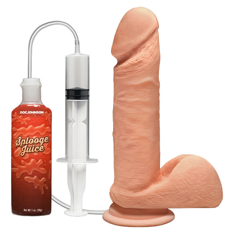 Doc johnson - the d perfect squirting  dildo 7'' with balls - Product front view  | Flirtybay