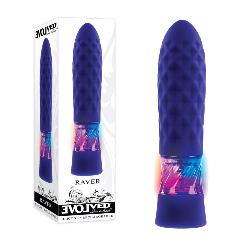 Evolved - raver - bullet vibrator - Product front view and box front view | Flirtybay