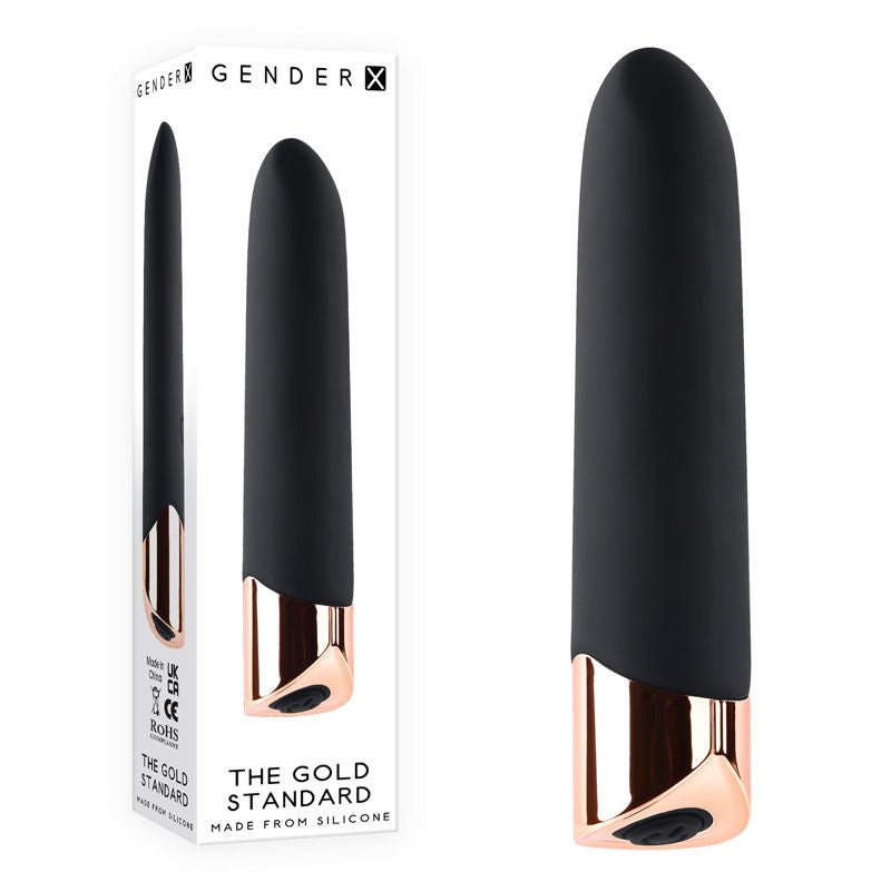 Gender x - the gold standard - bullet vibrator - clitoral stimulator - Product front view and box front view | Flirtybay