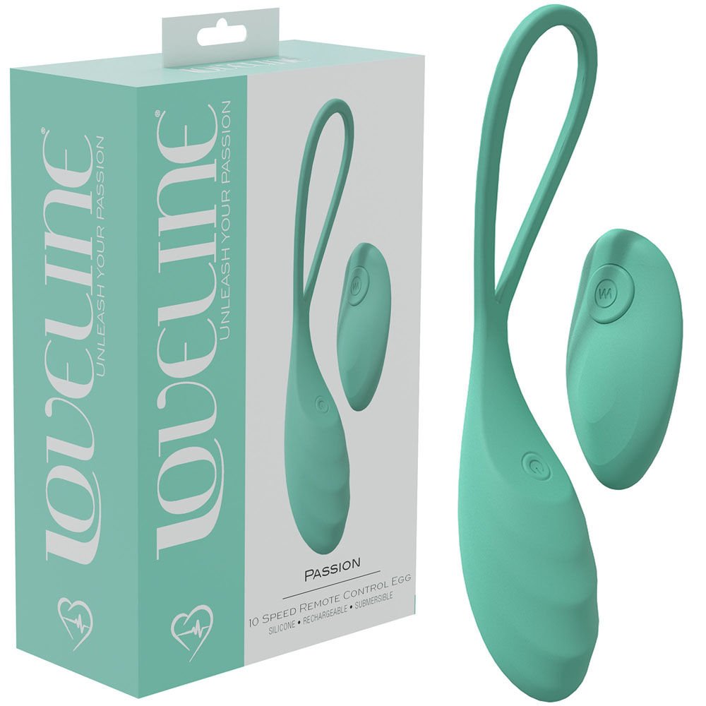 Loveline passion -  vibrating egg - Product front view and box side view | Flirtybay