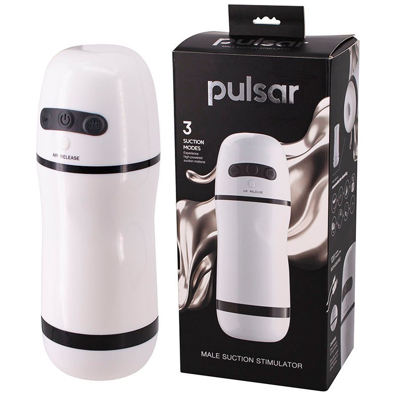 Pulsar - vibrating masturbator - stroker - Product side view and box side view | Flirtybay
