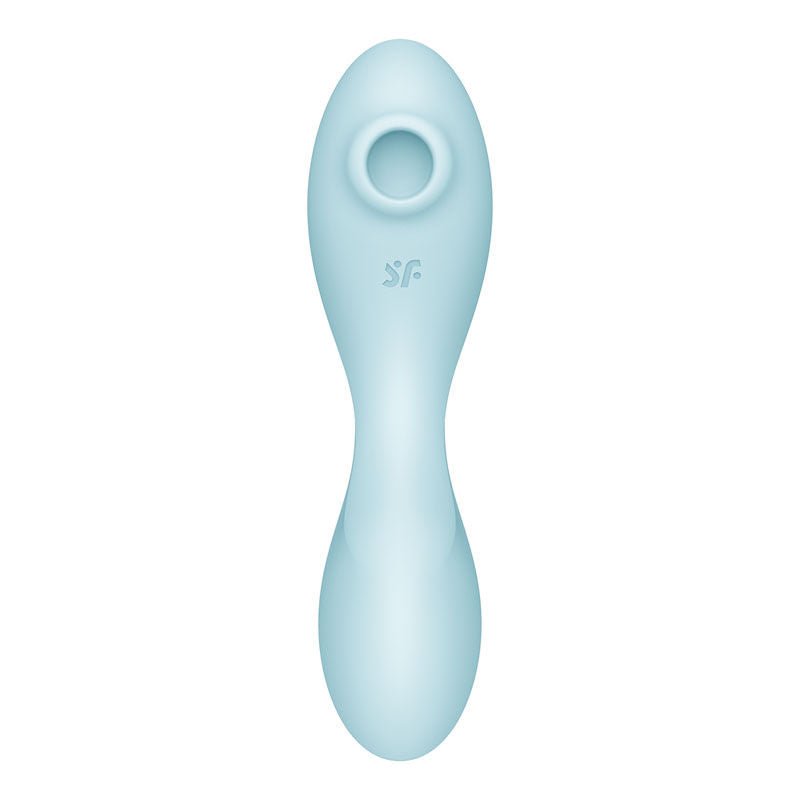 Satisfyer curvy trinity 5 - blue app controlled clitoral suction stimulator - Product front view  | Flirty Bay