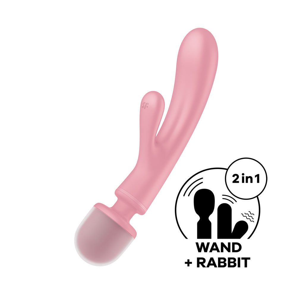Satisfyer - triple lover wand & rabbit vibrator - Product side view  | Flirtybay