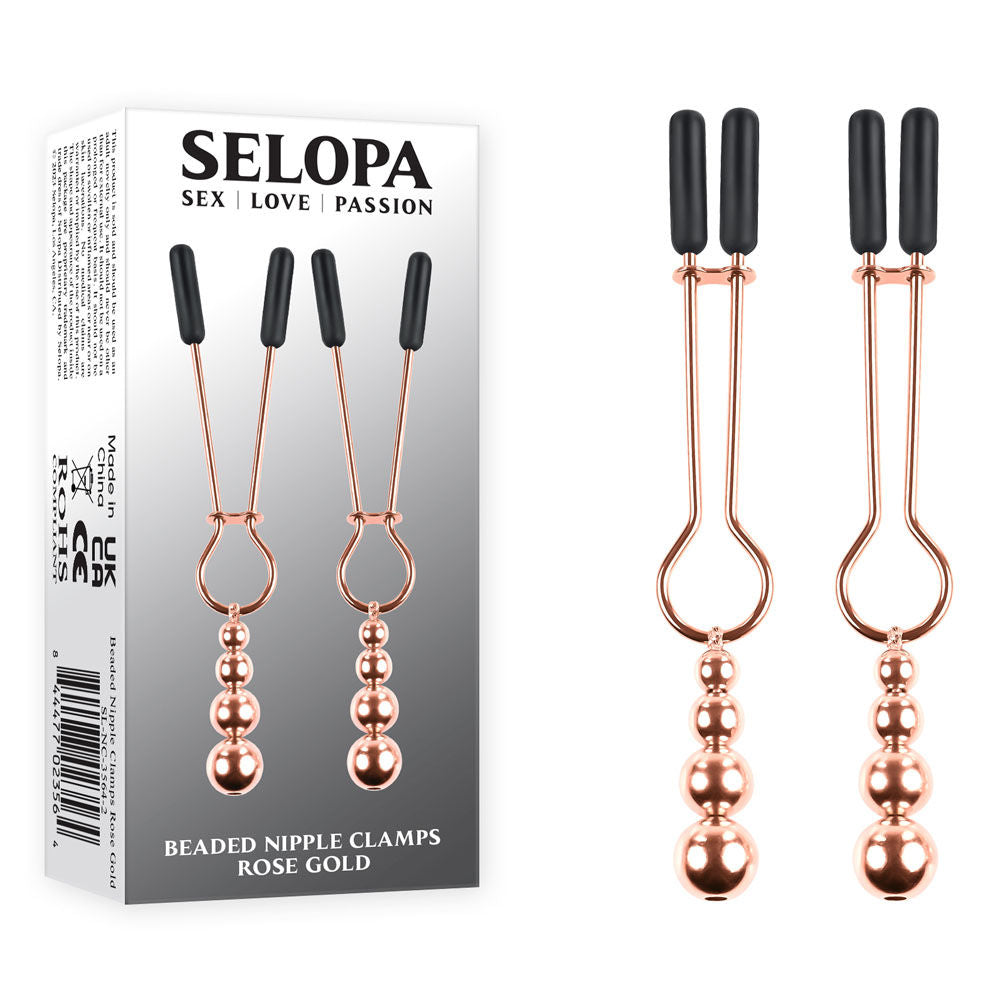 Selopa - beaded nipple clamps - Product side view and box side view | Flirtybay