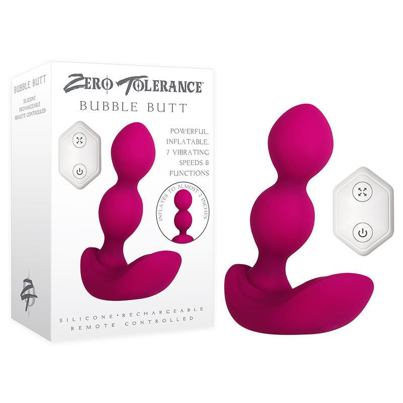 Zero tolerance - vibrating bubble butt plug - Product front view and box front view | Flirtybay