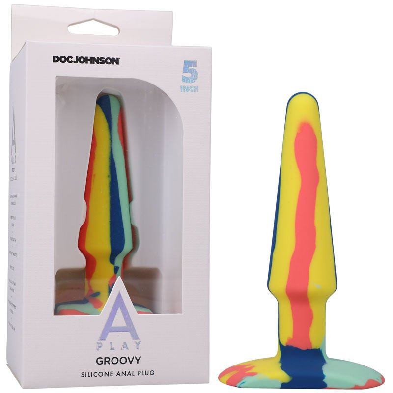 Doc Johnson A-Play Groovy Multi-Coloured Anal Plug-5 inch