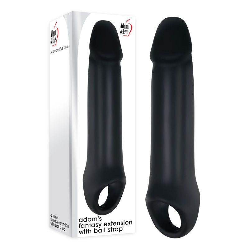 Adam & eve - adam's fantasy penis extender with ball strap - Product front view and box front view | Flirtybay.com.au