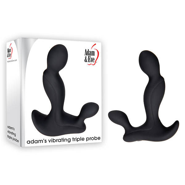 Adam & eve adam's vibrating triple probe - Product front view and box front view | Flirtybay.com.au