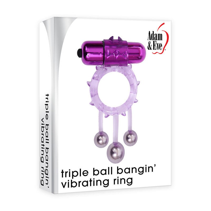 Adam & eve - triple ball bangin vibrating cock ring -  box front view | Flirtybay.com.au