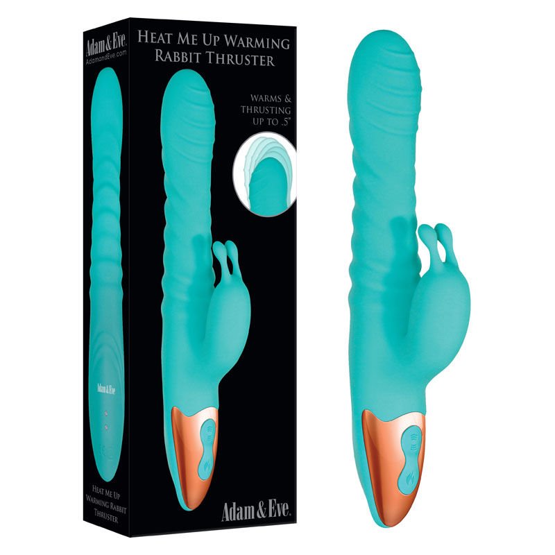 Adam & eve - warming rabbit thruster - Product front view and box front view | Flirtybay.com.au