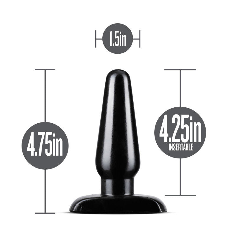 Anal adventures - basic anal plug, medium - Product front view, with dimensions  | Flirtybay.com.au