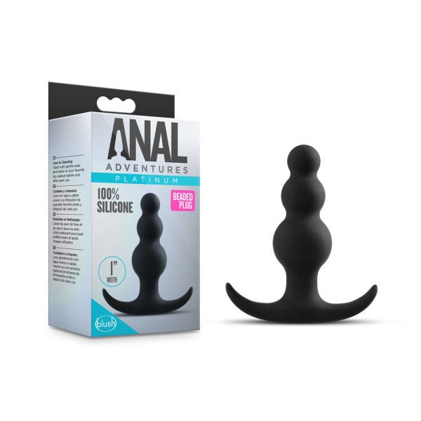 Anal adventures - platinum beaded plug - Product front view and box front view | Flirtybay.com.au