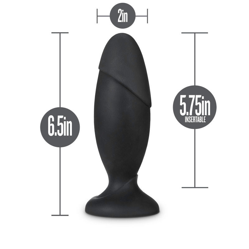 Anal adventures - platinum rocket butt plug - Product front view, with sizes | Flirtybay.com.au
