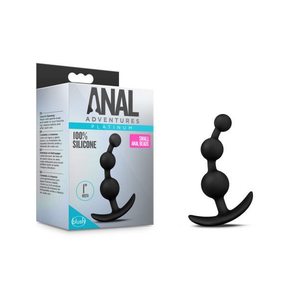 Anal adventures - platinum small anal beads - Product front view and box front view | Flirtybay.com.au