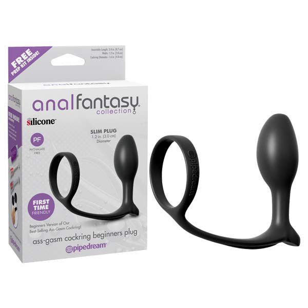 Anal fantasy collection - ass-gasm cock ring beginners butt plug - Product front view and box front view | Flirtybay.com.au