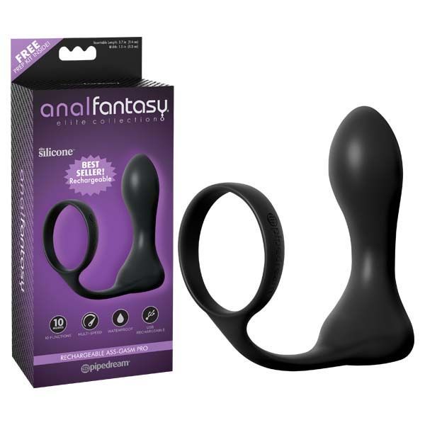 Anal fantasy collection - ass-gasm prostate massager - Product front view and box front view | Flirtybay.com.au