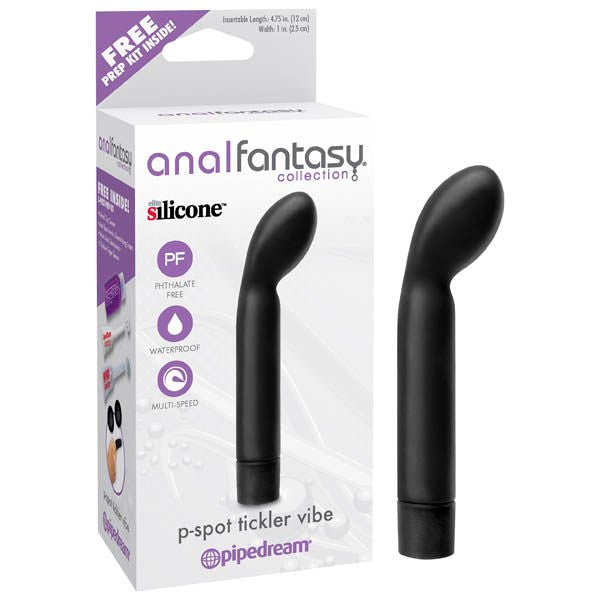 Anal fantasy collection - p-spot tickler vibrator - Product front view and box front view | Flirtybay.com.au