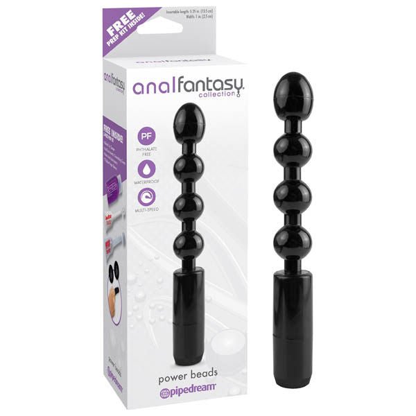Anal fantasy collection - power vibrating anal beads - Product front view and box front view | Flirtybay.com.au