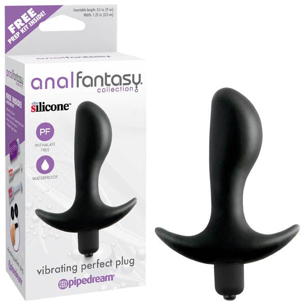 Anal fantasy collection - vibrating perfect anal plug - Product front view and box front view | Flirtybay.com.au