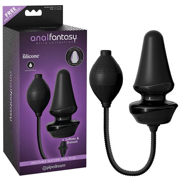 Anal fantasy elite - inflatable silicone butt plug - Product front view and box front view | Flirtybay.com.au