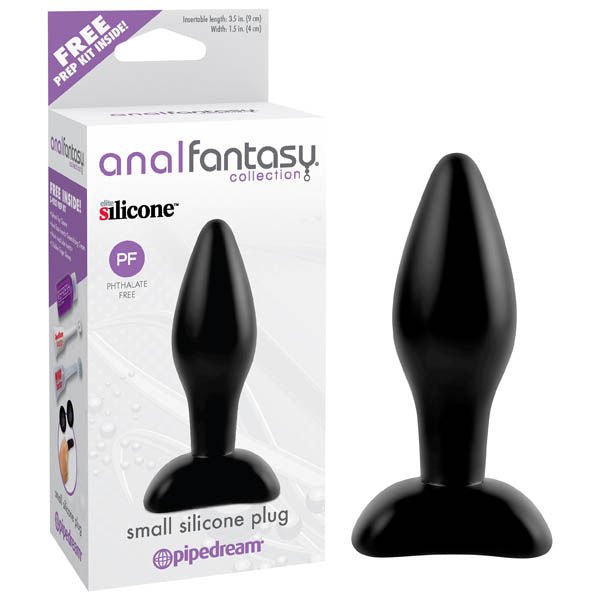 Anal fantasy collection - silicone butt plug - Small - Product front view and box front view | Flirtybay.com.au