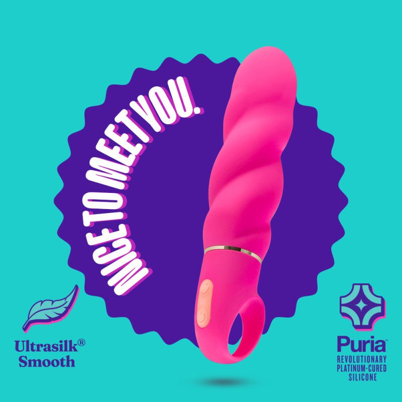 Aria amazing af - g-spot vibrator - Product front view, in a graphic  | Flirtybay.com.au
