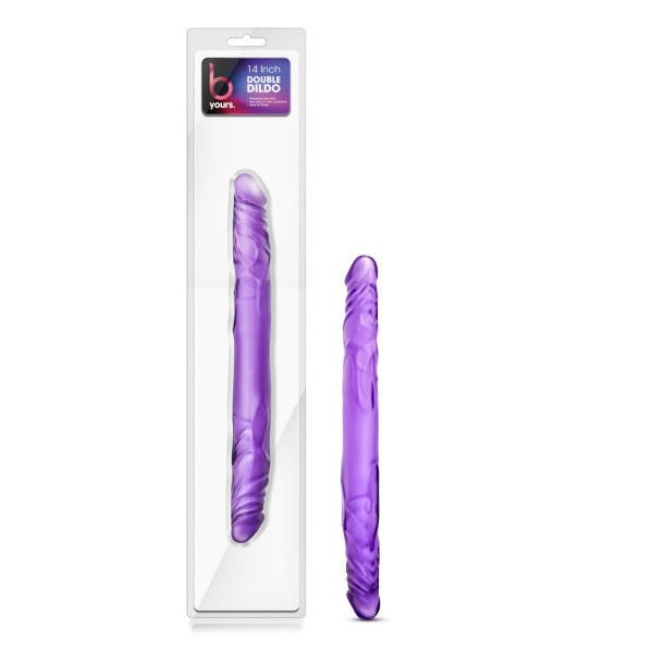    B-Yours-14-Inch-Double-Dildo-for-couples-purple-front-Flirtybay.com.au