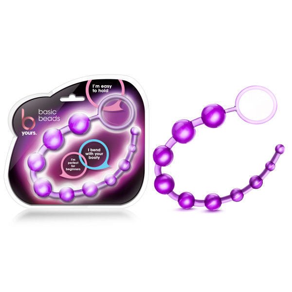 B yours-basic - anal beads - Purple - Product front view and box front view | Flirtybay.com.au