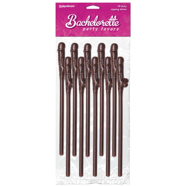 Bachelorette Party Favors Dicky Sipping Straws Brown front | Flirtybay.com.au