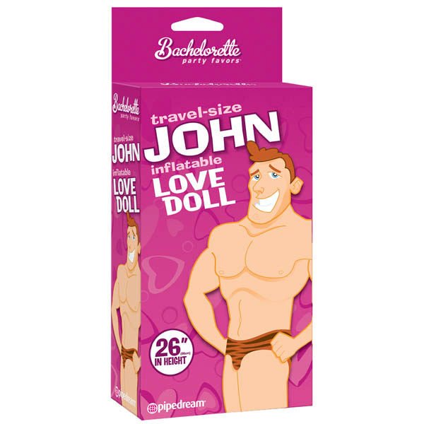Bachelorette party favors - john - inflatable doll -  box front view | Flirtybay.com.au