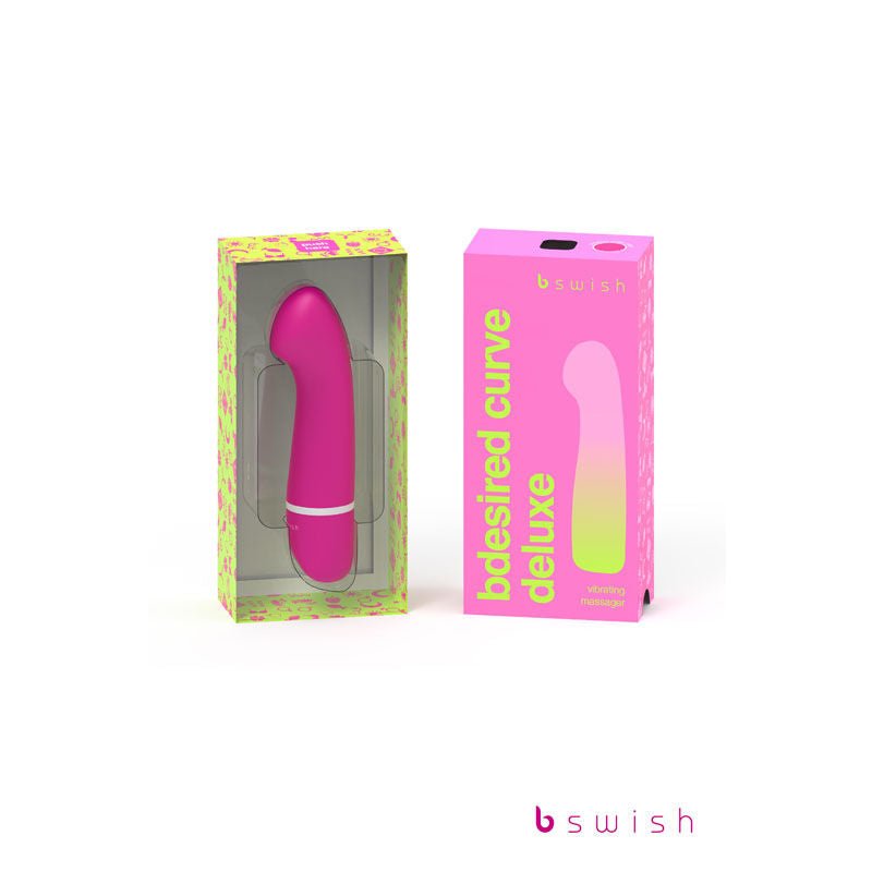 Bdesired deluxe - curve g-spot vibrator - Product front view and box front view | Flirtybay.com.au