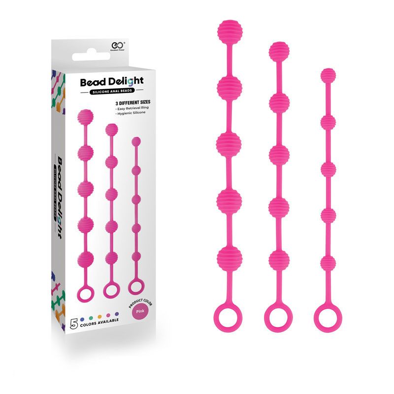 Bead Delight silicone anal beads pink front with the box | Flirtybay.com.au