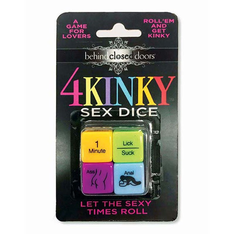 Behind closed doors - 4 kinky sex dice -  box front view | Flirtybay.com.au