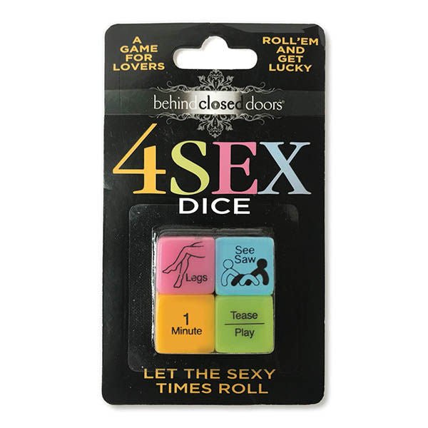 Behind closed doors - 4 sex dice - Product front view  | Flirtybay.com.au
