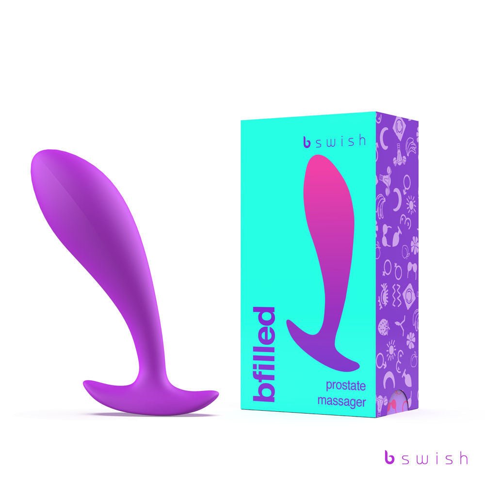 Bfilled basic - orchid - prostate massager - Product side view and box side view | Flirtybay