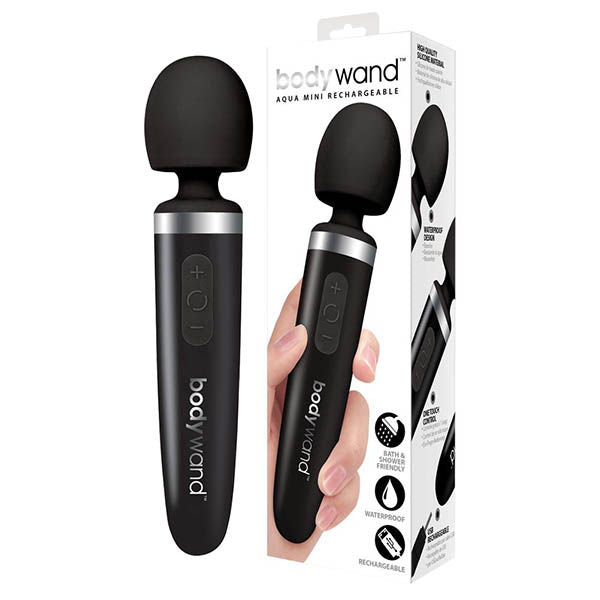 Bodywand - aqua mini rechargeable wand - Product front view and box front view | Flirtybay.com.au
