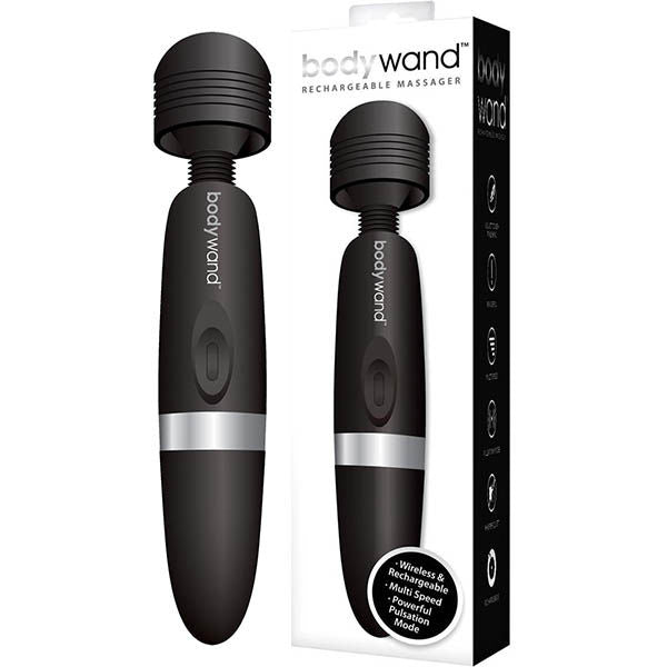 Bodywand - vibrating wand rechargeable - Product front view and box front view | Flirtybay.com.au