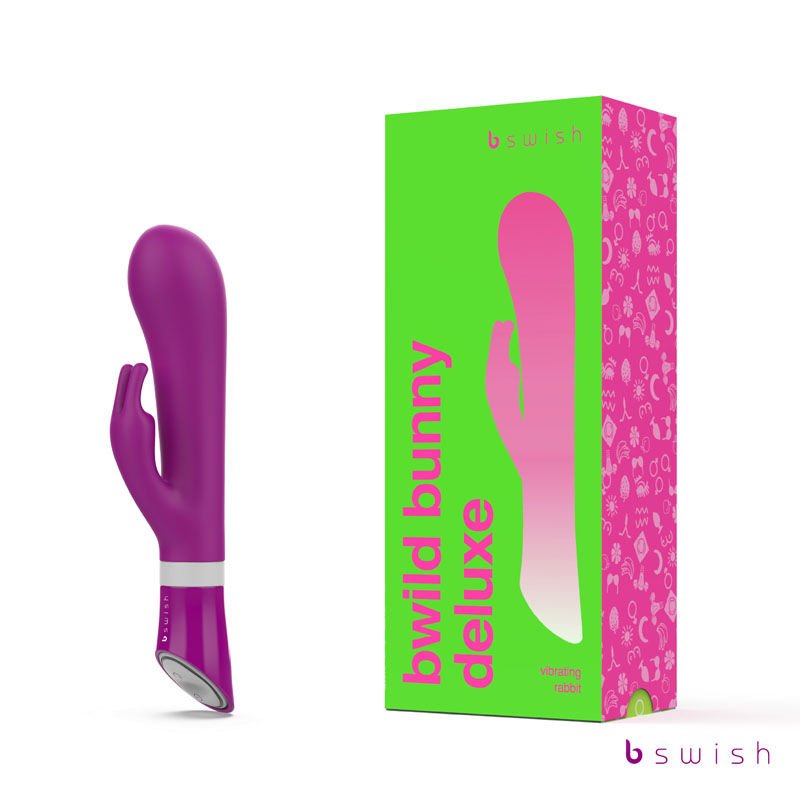 Bwild deluxe bunny - rabbit vibrator - Product front view and box front view | Flirtybay.com.au