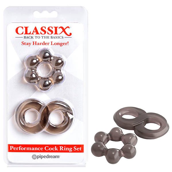 Classix - performance cock ring set - Product front view and box front view | Flirtybay.com.au