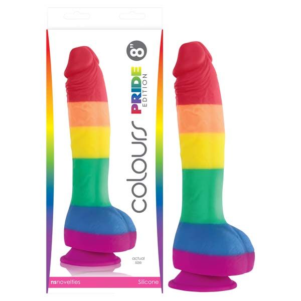 Colours pride edition - 8 dildo - Product front view and box front view | Flirtybay.com.au