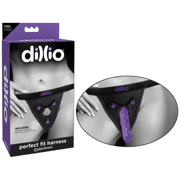 Dillio - perfect fit harness strap-on - Purple - Product front view  | Flirtybay.com.au