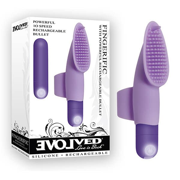 Evolved - fingerific- finger vibrator - Product front view and box front view | Flirtybay.com.au