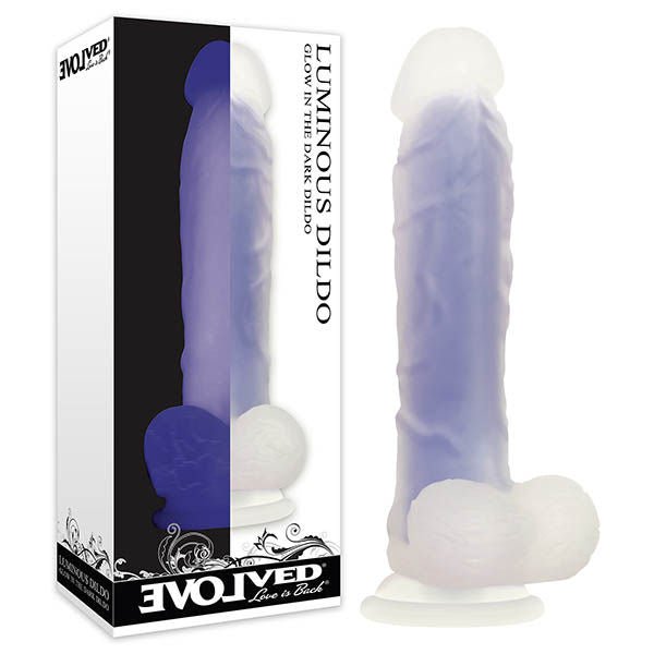 Evolved - luminous 8.1 dildo - Product front view and box front view | Flirtybay.com.au