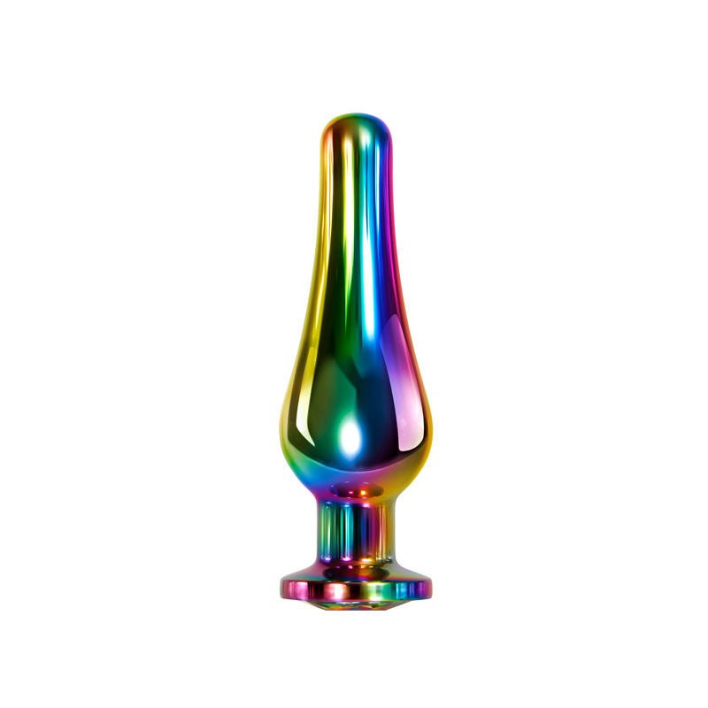 Evolved Rainbow Metal Butt Plug Size S front product view | Flirtybay.com.au