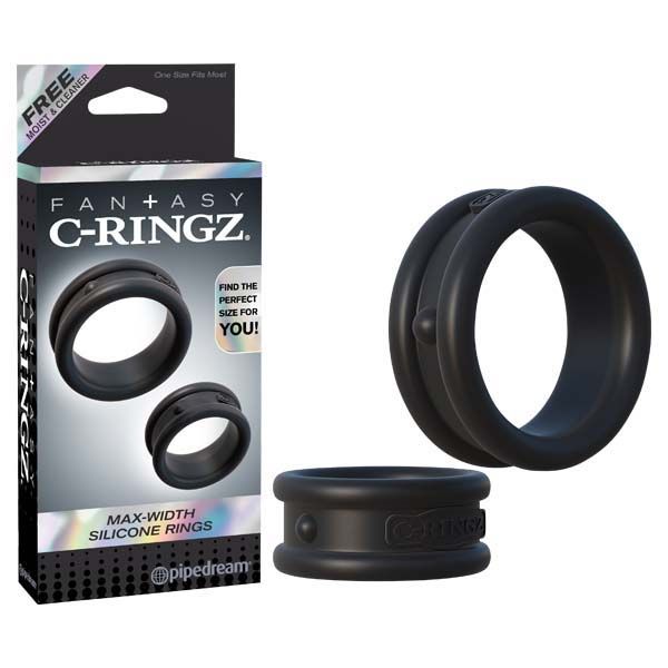 Fantasy c-ringz - max width silicone cock rings - Product front view and box front view | Flirtybay.com.au