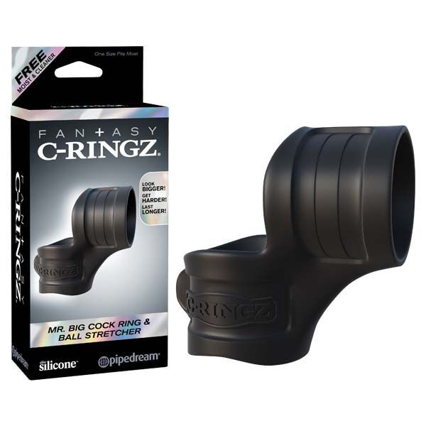 Fantasy c-ringz - mr big cock ring and ball stretcher - Product front view and box front view | Flirtybay.com.au