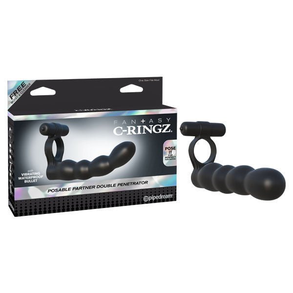Fantasy c-ringz - posable partner double penetrator - Product front view and box front view | Flirtybay.com.au