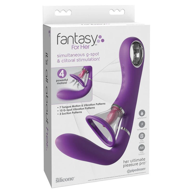 Fantasy for her - ultimate pleasure pro g-spot and clitoral stimulator -  box side view | Flirtybay.com.au