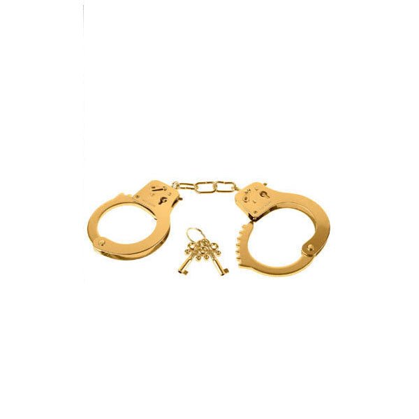 Fetish fantasy gold - metal cuffs - Product front view  | Flirtybay.com.au