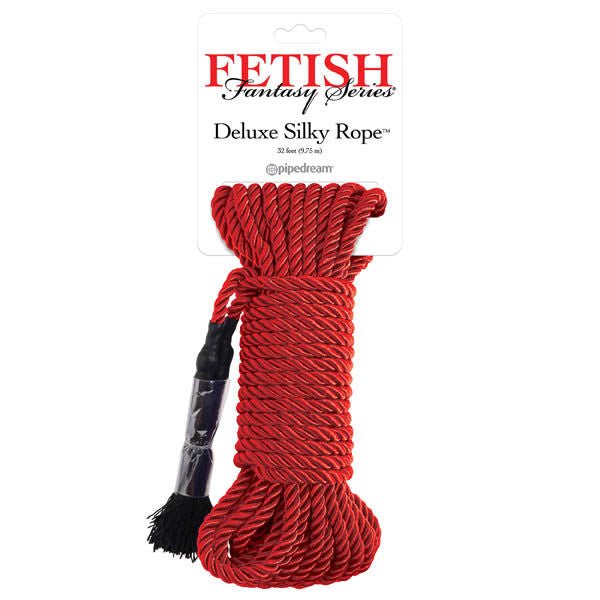 Fetish Fantasy Series Deluxe Silky Bondage Rope Red front product view | Flirtybay.com